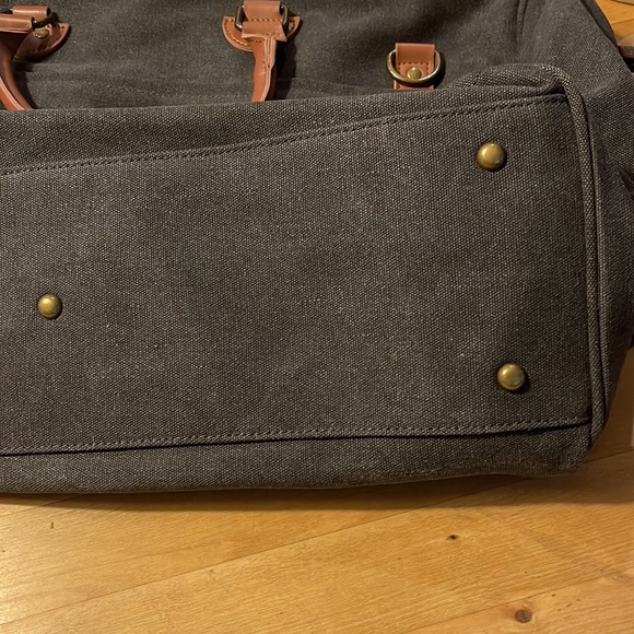 TAK Large Weekend BAG in charcoal/black Canvas with brown  leatherette details. - Picture 13 of 13